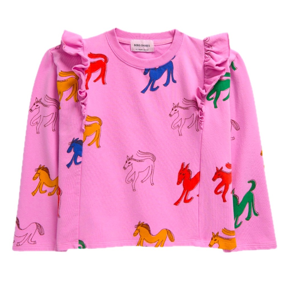 !NEW! Bobo Choses Pink Horse Print Long Sleeve Top
